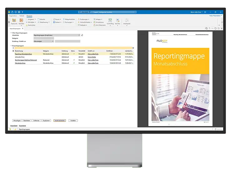 filosof desktop monitor front software berichtswesen reportingmappe